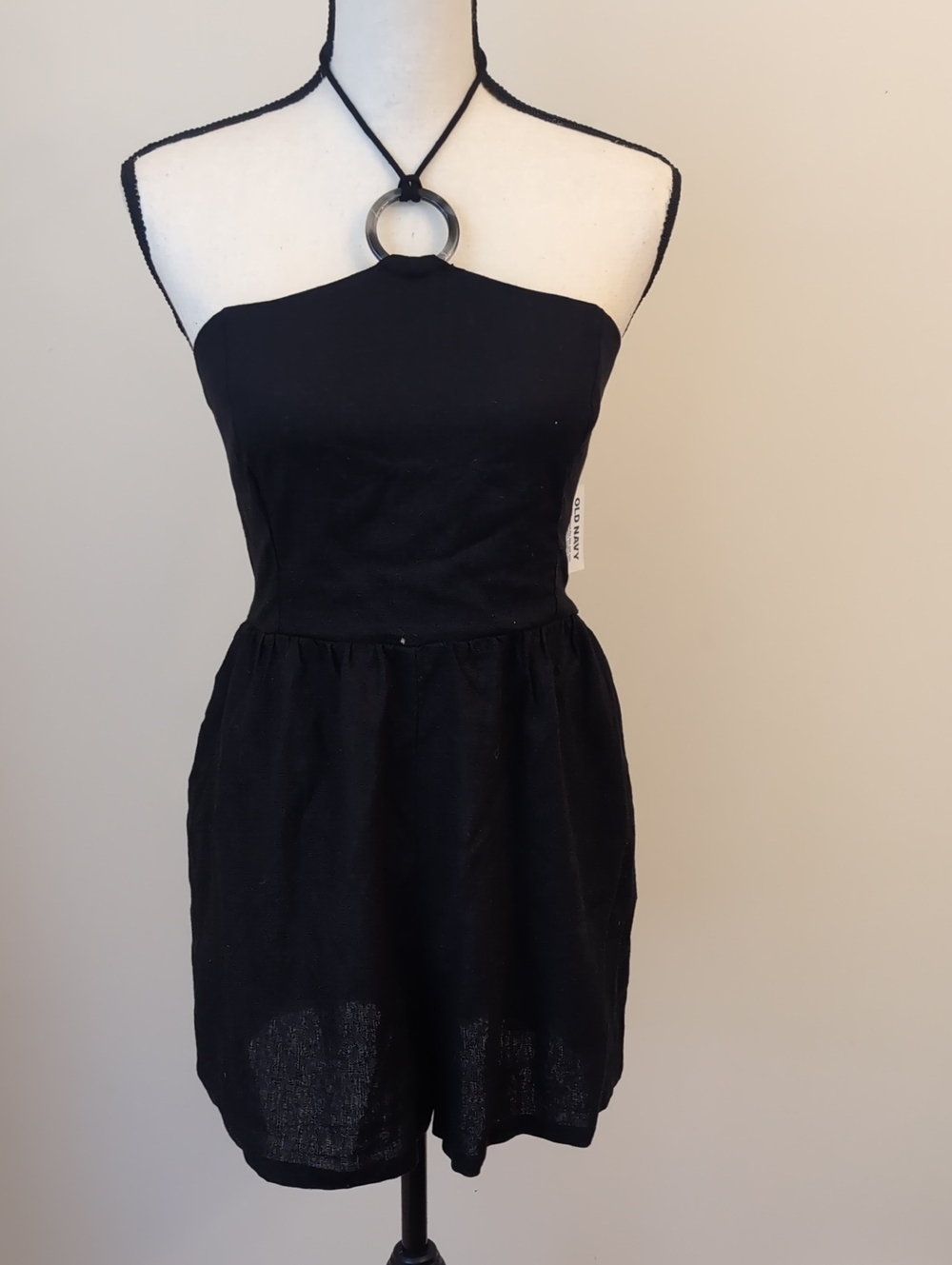 Old Navy Black Strapless Halter Romper